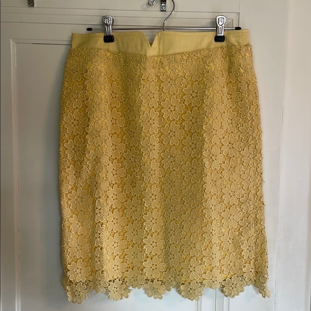 Anthropologie Yellow Lace Skirt